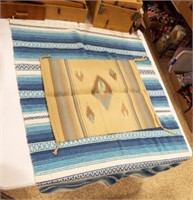 100% Wool El Paso Saddle Blanket Co Beige & Blue