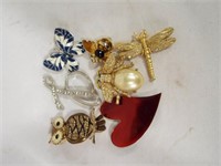 Brooches - Butterfly - Dragonfly - Owl - Beetle