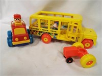 Fisher Price Toy School Bus - Tractor & Cowboy