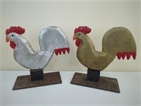 2x- Cast Iron Rooster Windmill Weights Repops