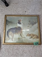 Lassy with new born lamb antique picture