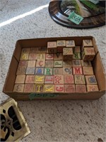 Antique kids wooden letter blocks set