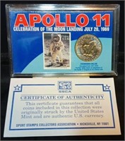 Apollo 11 Moon Landing Celebration Coin And Stamp