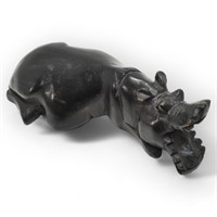 African Hand Carved Hippo from Ebony Wood