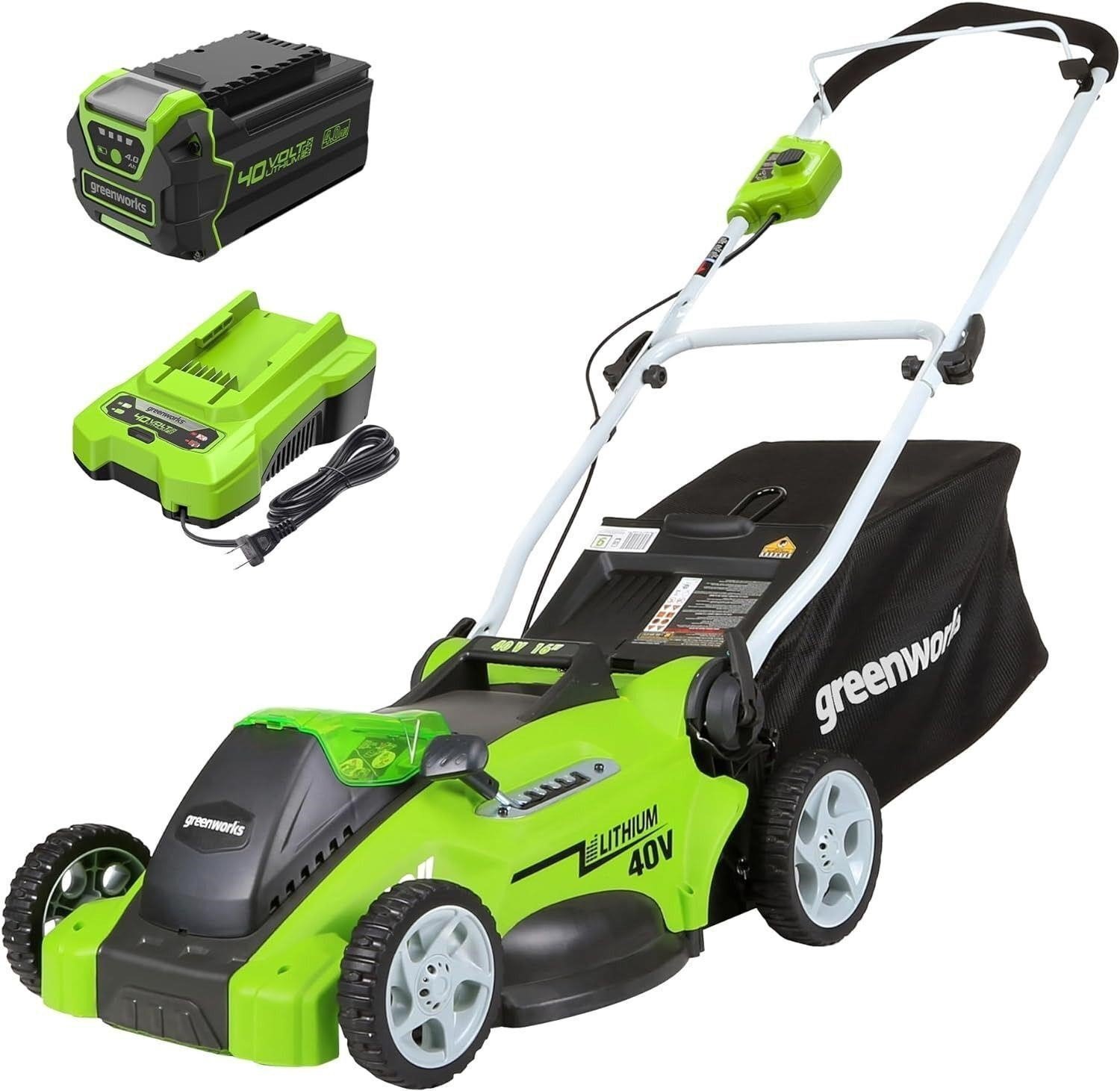 $299 Greenworks 40V 16" Cordless (Push) Lawn Mower