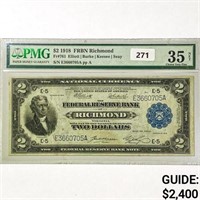 1918 $2 US LG Bank of Richmond, VA Fed Res Note
