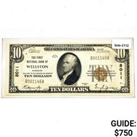 1929 $10 Wellston Bank, MI Legal Tend Note