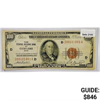 1929 $100 Cleveland Bank, OH Legal Tend Note