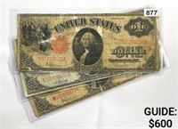 (3) 1917 $1 Red Seal Legal Tender