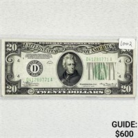 1934 $20 Fed Reserve Note AU
