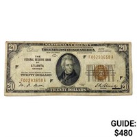1929 $20 US Bank of Atlanta, GA Fed Res Note