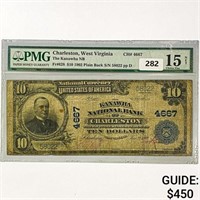 1902 $10 US LG Charleston, WV Bank Fed Res Note
