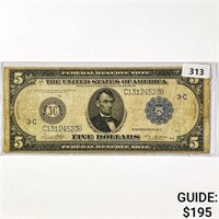 1914 $5 US LG Fed Res Note
