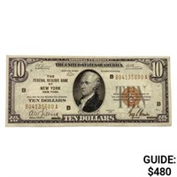 1929 B $10 US Bank of New York Fed Res Note