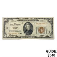 1929 G $20 US Bank of Chicago, IL Fed Res Note