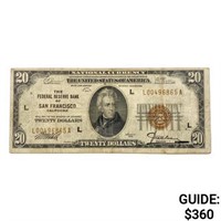 1929 L $20 US San Francisco Bank, CA Fed Res Bank