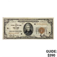 1929 B $20 US Bank of New York Fed Res Note