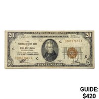 1929 C $20 US Bank of Philadelphia, PA Fed Res