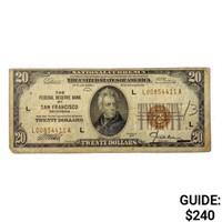 1929 L $20 US San Francisco Bank, CA Fed Res Note