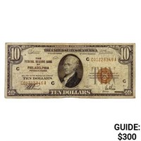 1929 C $10 US Philadelphia Bank, PA Fed Res Note