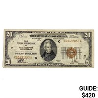 1929 C $20 US Philadelphia Bank, PA Fed Res Note