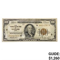 1929 D $100 US Cleveland Bank, OH Fed Res Note