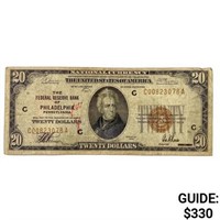 1929 C $20 US Bank of Philadelphia, PA Fed Res