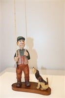 "Bill & Blue" Carved fisherman with dog