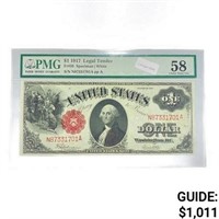 1917 $1 LG Legal Tender Note PMG Ch AU58