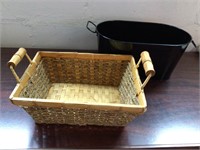 Decorative weaved Basket, Black Decor Oval tin