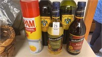 Assortment of vinegars and Pam spray