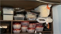 Tupperware bowls, and kitchen supplies