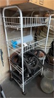 Small white metal rack and contents on it only