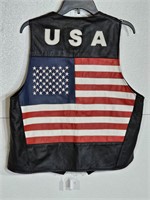 Wilda Black Leather Flag Vest (XL)