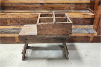 Two Primitive Wooden Items - Stool and Crate