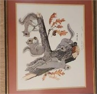 Gene Gray 1968 signed squirrel print approx size