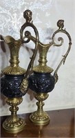 Pair of ornate candle holders approx 17 inches