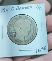 1911 D Barber silver half dollar