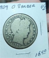 1909 O Barber silver half dollar
