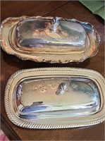 Pair of Silver-plated butter dishes
