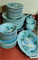 Blue floral dish set from Western Germany