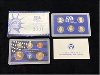 2001 United States Mint Proof Set in Box with COA