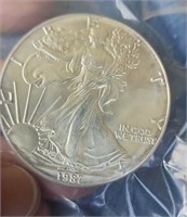 1987 1 ounce fine silver 1 dollar silver eagle