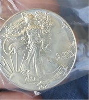 1987 1 ounce fine silver 1 dollar silver eagle