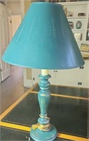 Green shade  lamp with gold dry brush