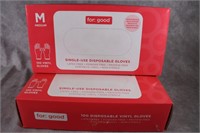 Vinyl Disposable Gloves 2 boxes of Medium, 100