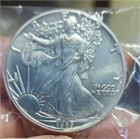 1989 1 ounce fine silver 1 dollar silver eagle