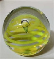 Lime green and clear paperweight