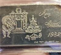 Christmas 1982 1 Troy ounce silver bar