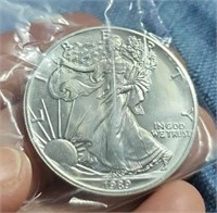 1989 1 ounce fine silver 1 dollar silver eagle
